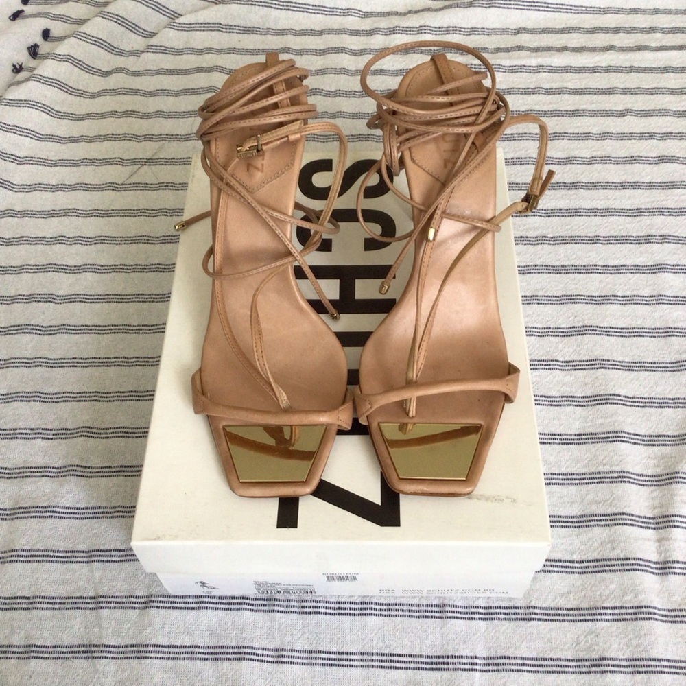 Nude leather strappy Schutz heels SIZE 9.5